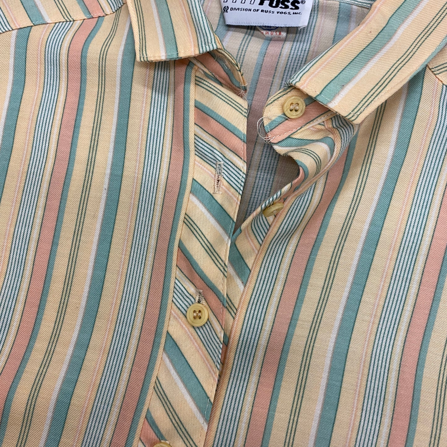 NWT 1980s rrrrruss Striped Half Button Shirt - Size M/L