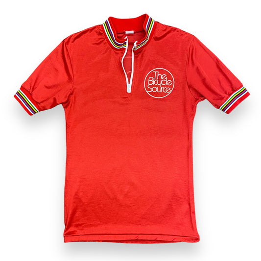 Vintage 1980s The Bicycle Source Red Short Sleeve Quarter Zip - Size M/L