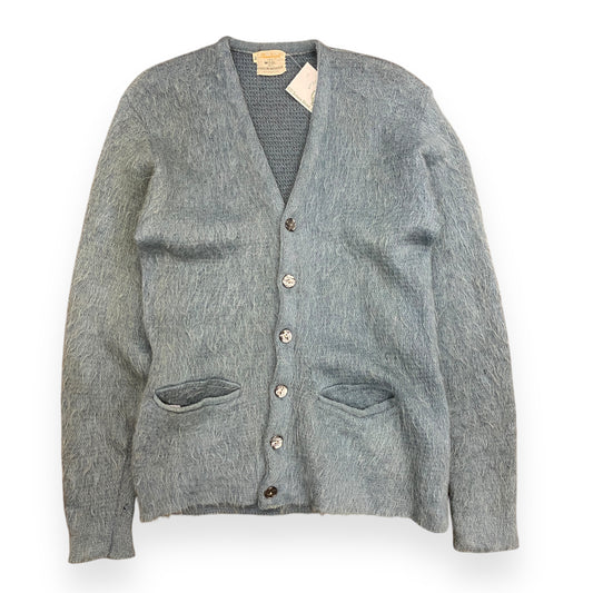 Vintage 1960s Mohair Light Blue Cardigan - Size Medium