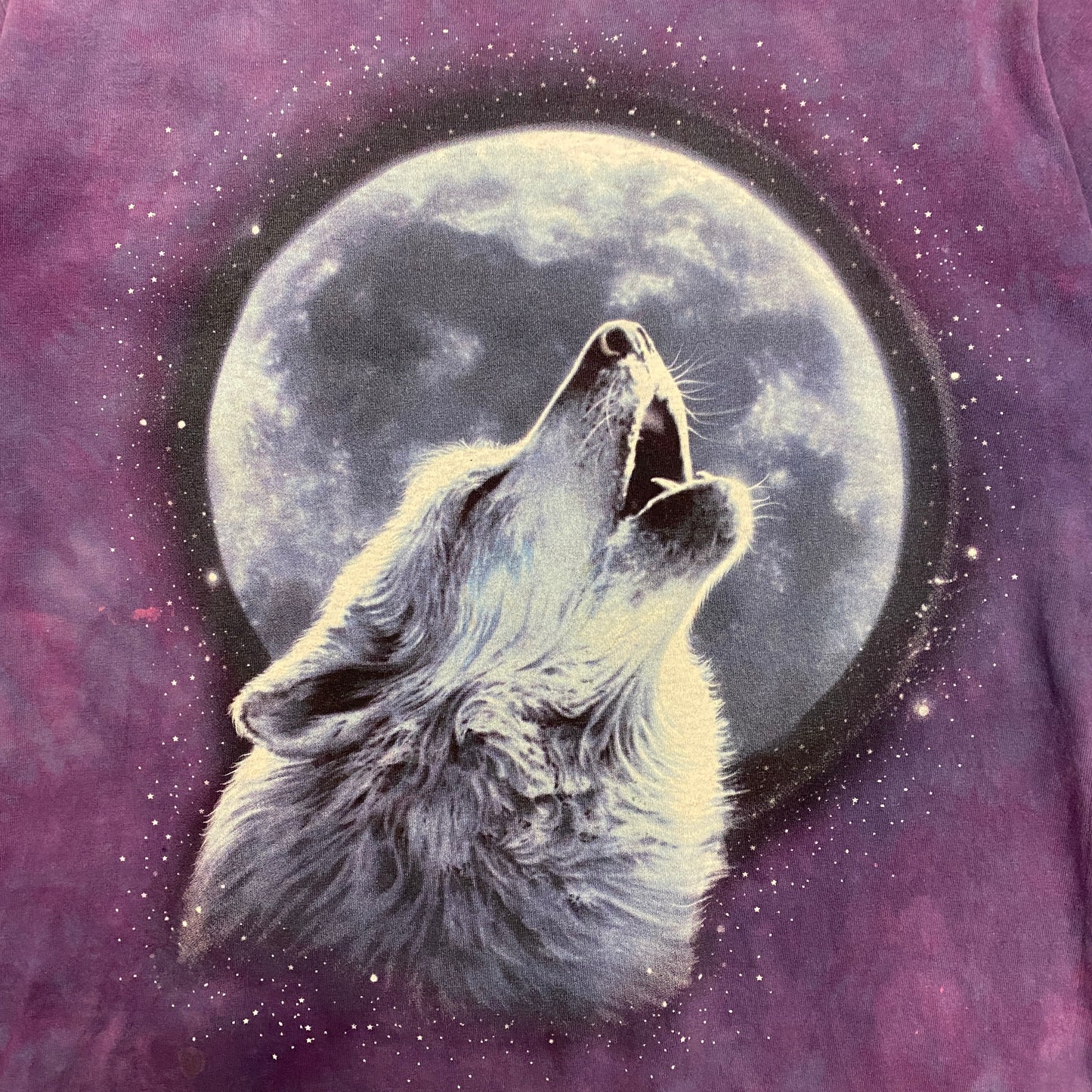 Vintage 1997 Howling Wolf Purple Tie Dye Tee - Size Large