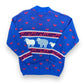 80s "Sheep & Hearts" Blue and Pink Knit Sweater - Size M/L