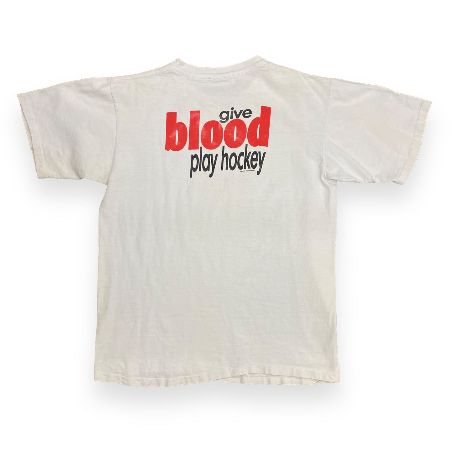 Vintage 1990s "Give Blood Play Hockey" Tee - Size Medium