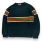 1980s Kingsport Black Striped Sweater - Size Medium (Tagged Large)