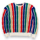 Vintage 1980s Stanley Blacker Striped Cable-Knit Sweater - Size Medium
