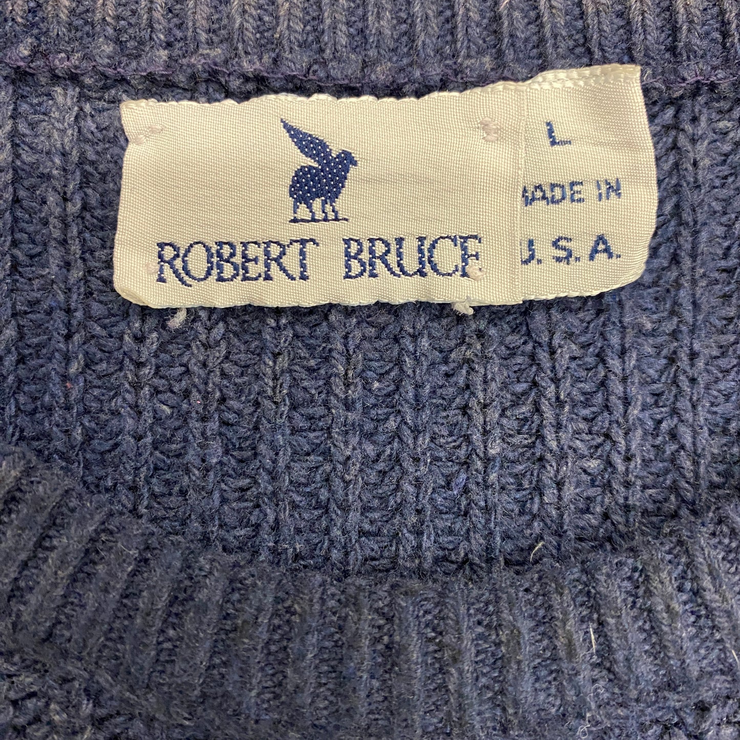 Vintage 1980s Robert Bruce Navy Blue Knit Sweater - Size Large  my
