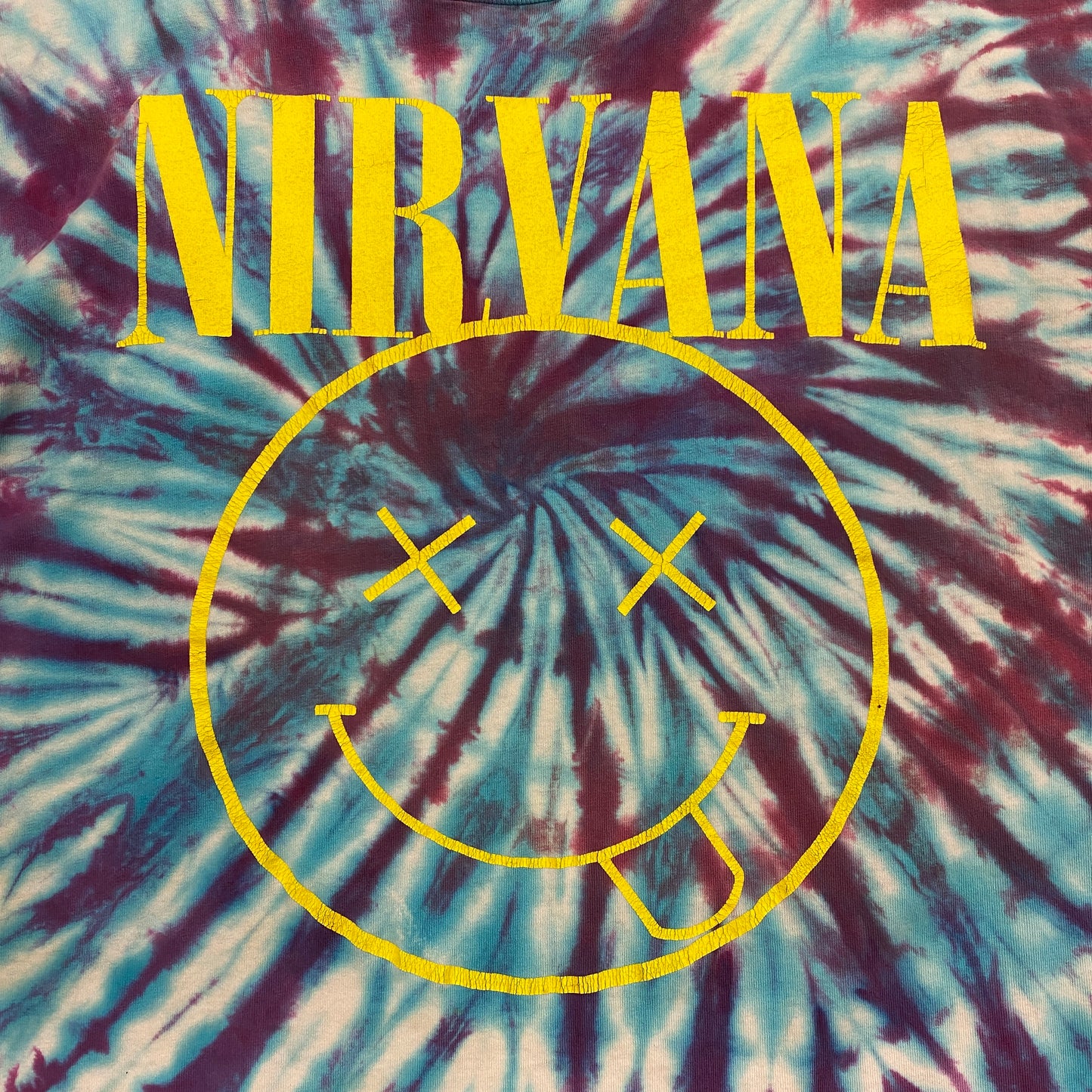 Vintage 1990s Nirvana Tie Dye Smiley Single Stitch Tee - Size XL