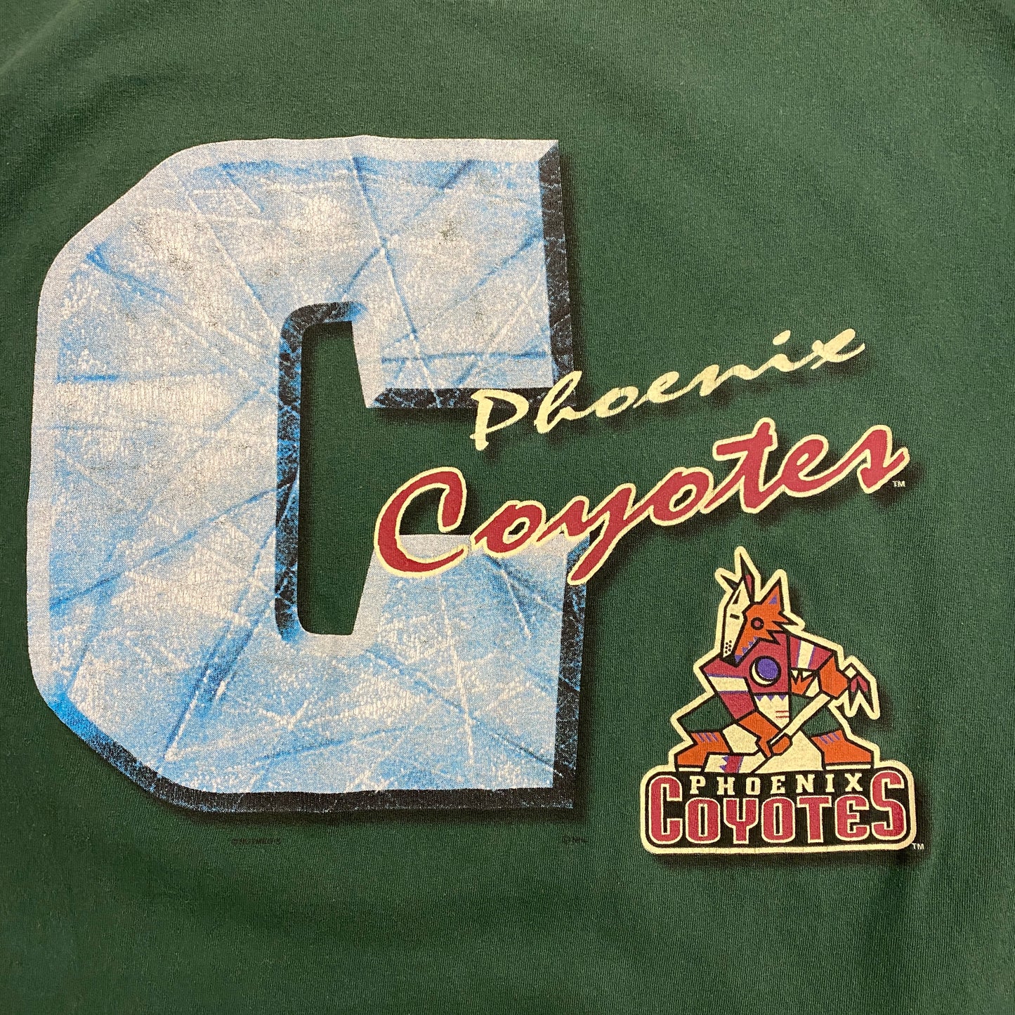 Vintage 1990s Phoenix Coyotes NHL Hockey Logo Tee - Size Large