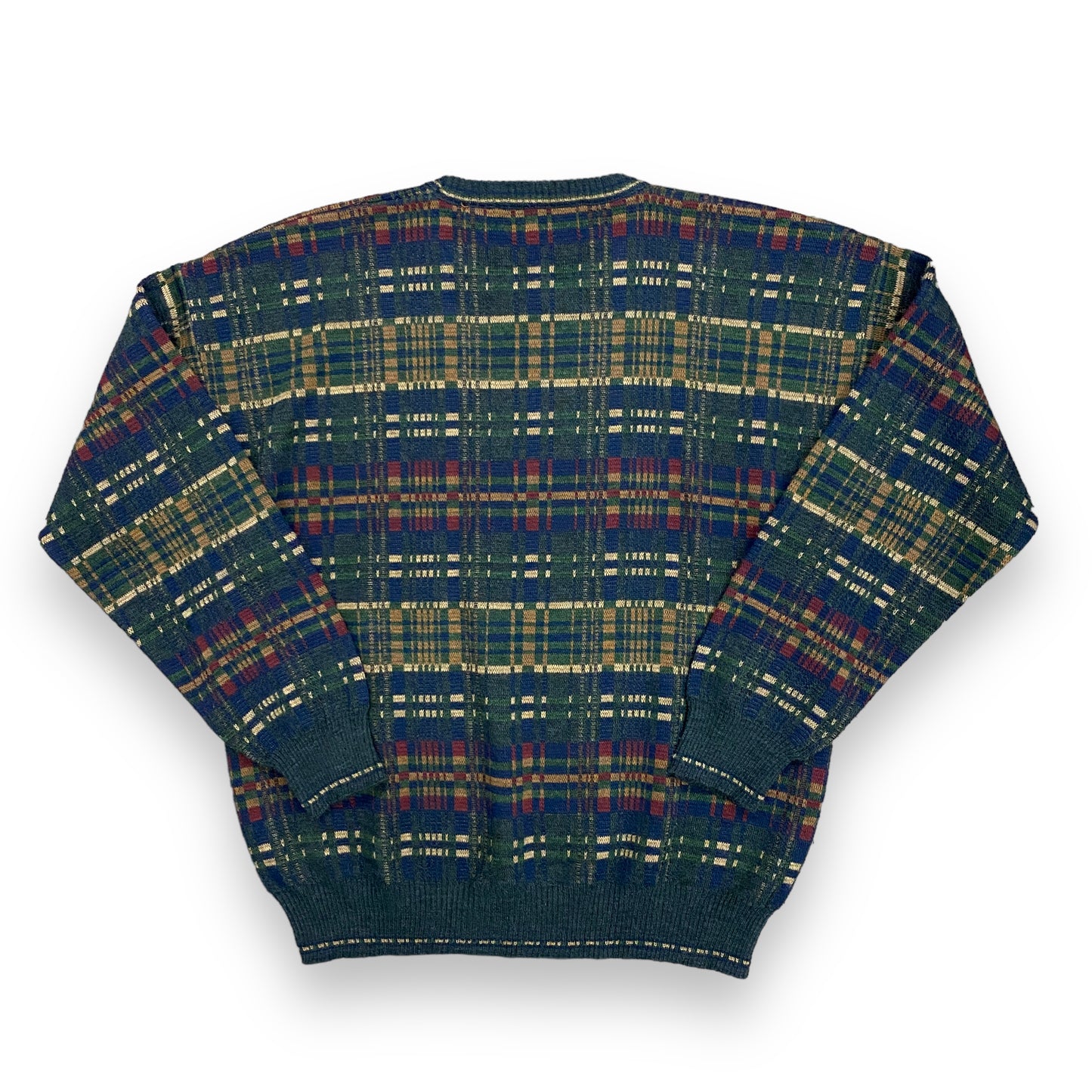 John Ashford Plaid Wool Sweater Made in Italy - Size Large