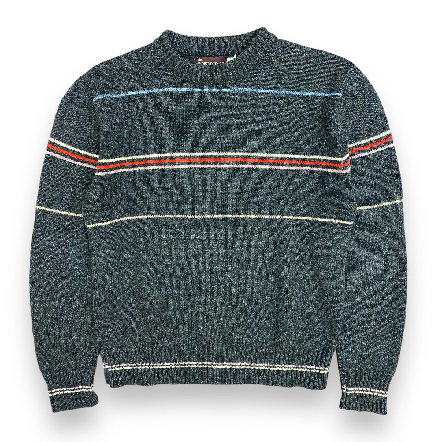 1980s Charcoal Gray Striped Wool Sweater - Size Medium