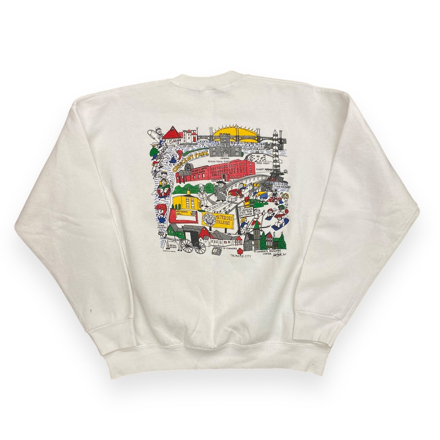 Vintage 1990s Ogdensburg, NY Town Map Sweatshirt - Size XL