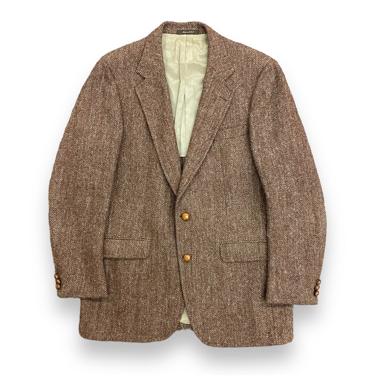 1980s Harris Tweed Brown Wool Jacket - Size Large