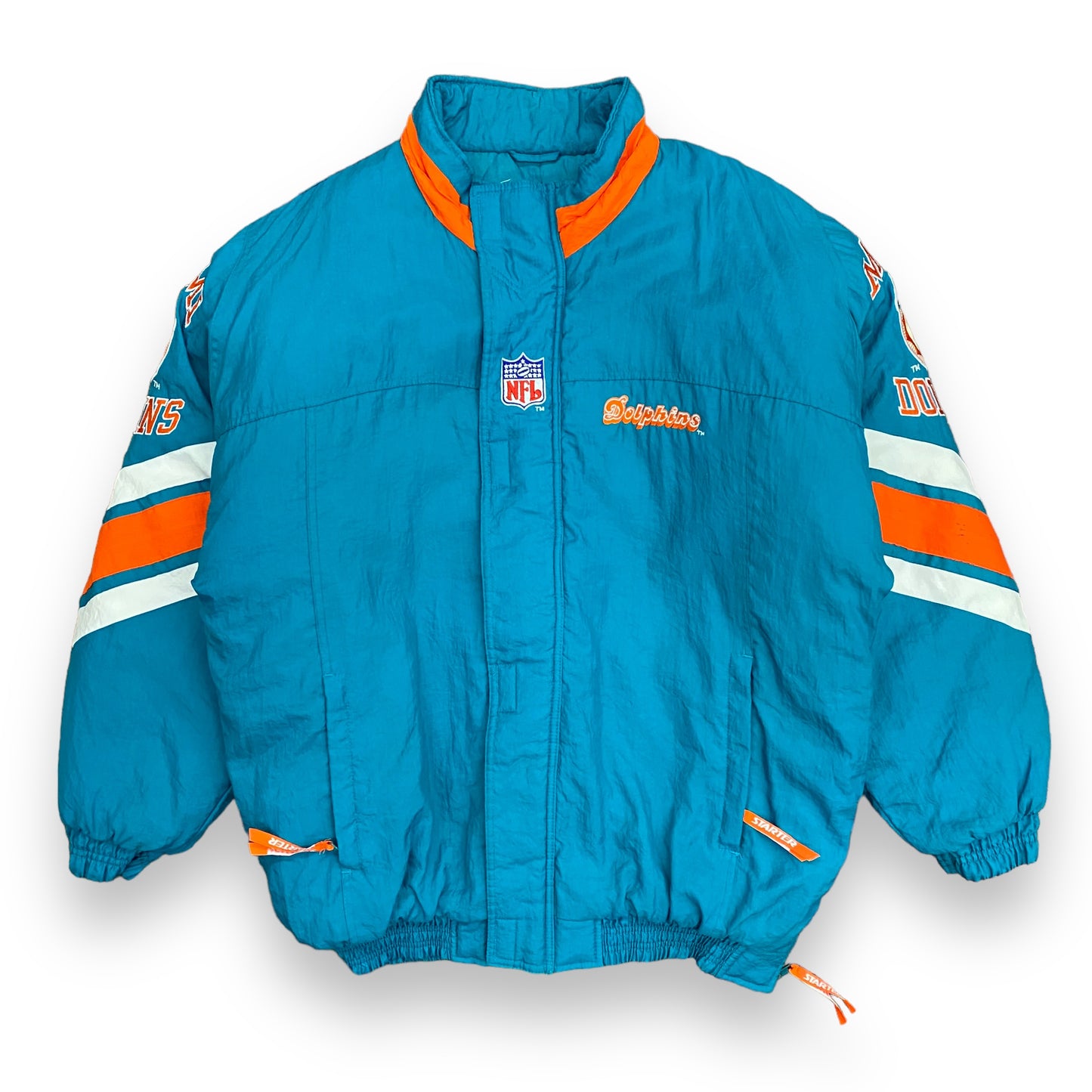 90s Starter Pro Line Authentic Miami Dolphins Puffer Jacket - Size XL