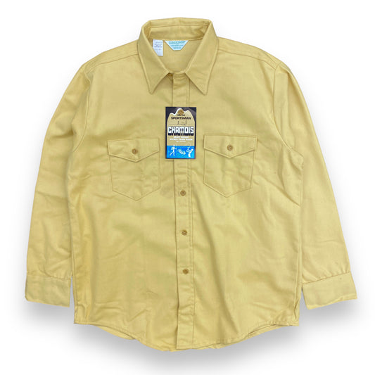 NWT 1980s Cloudcover Yellow Double Faced Suede Chamois Button Up - Size Large