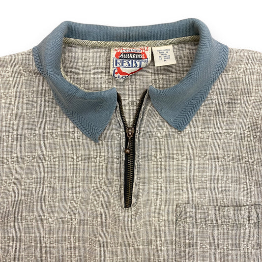 Vintage 1990s Quarter Zip Patterned Polo Shirt - Size Medium