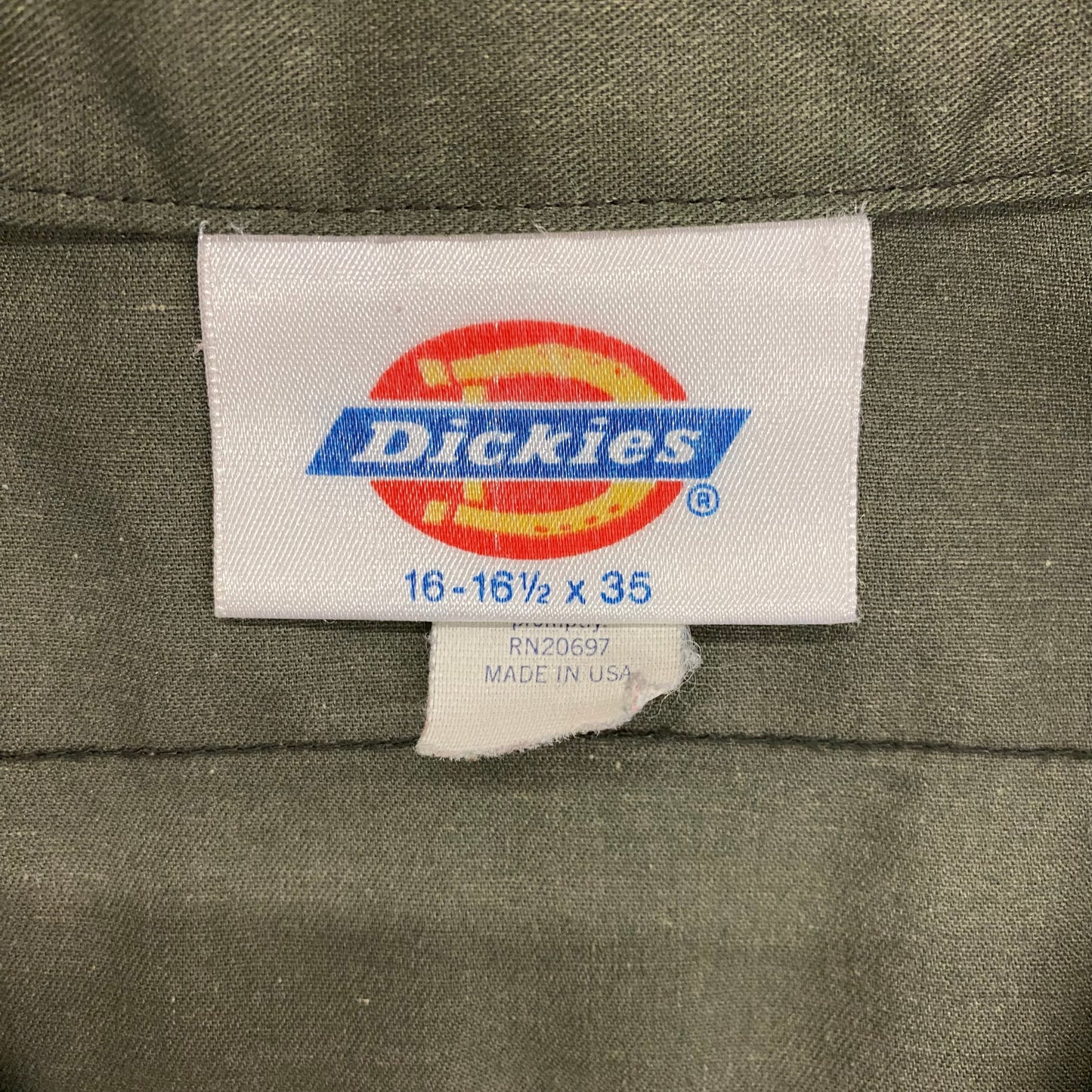 Dickies Made in the USA Olive Green Button Up Work Shirt - Size Large