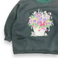 Vintage Cropped Floral Forest Green Mock Neck Sweatshirt - Size Large