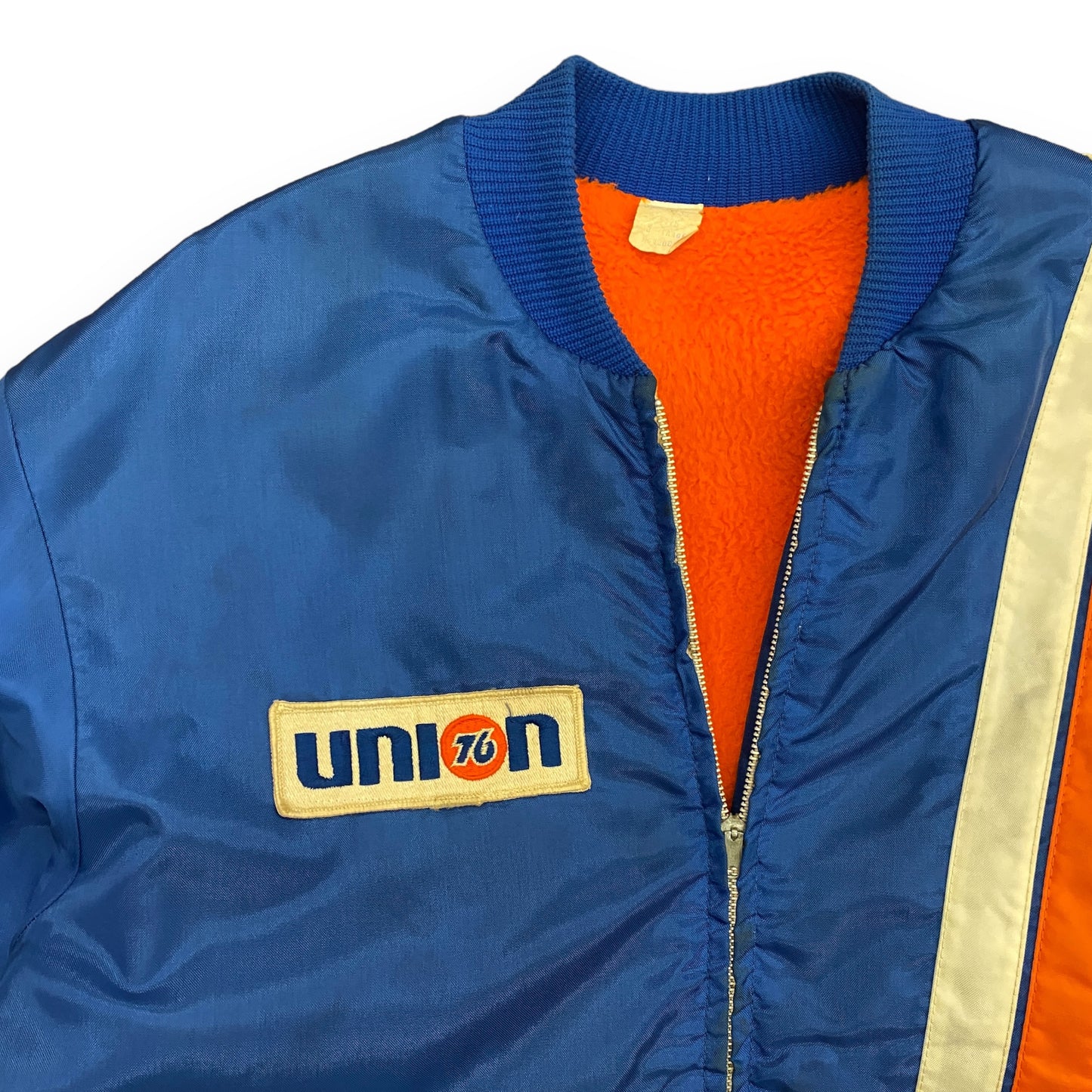 Vintage 1970s Union 76 NASCAR Racing Patch Lined Shop Jacket - Size Large