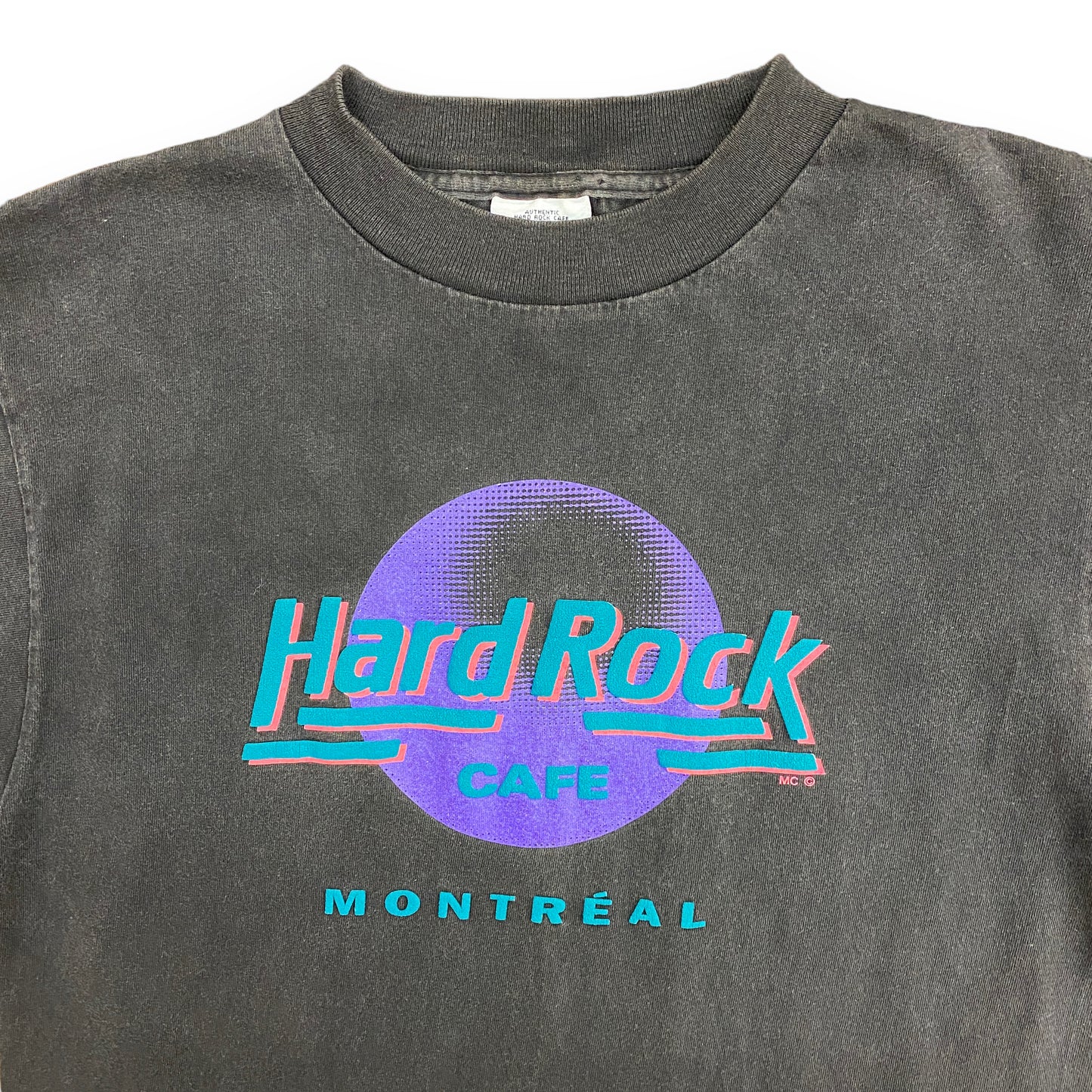 1990s Hard Rock Cafe: Montreal Faded Black Tee - Size Medium