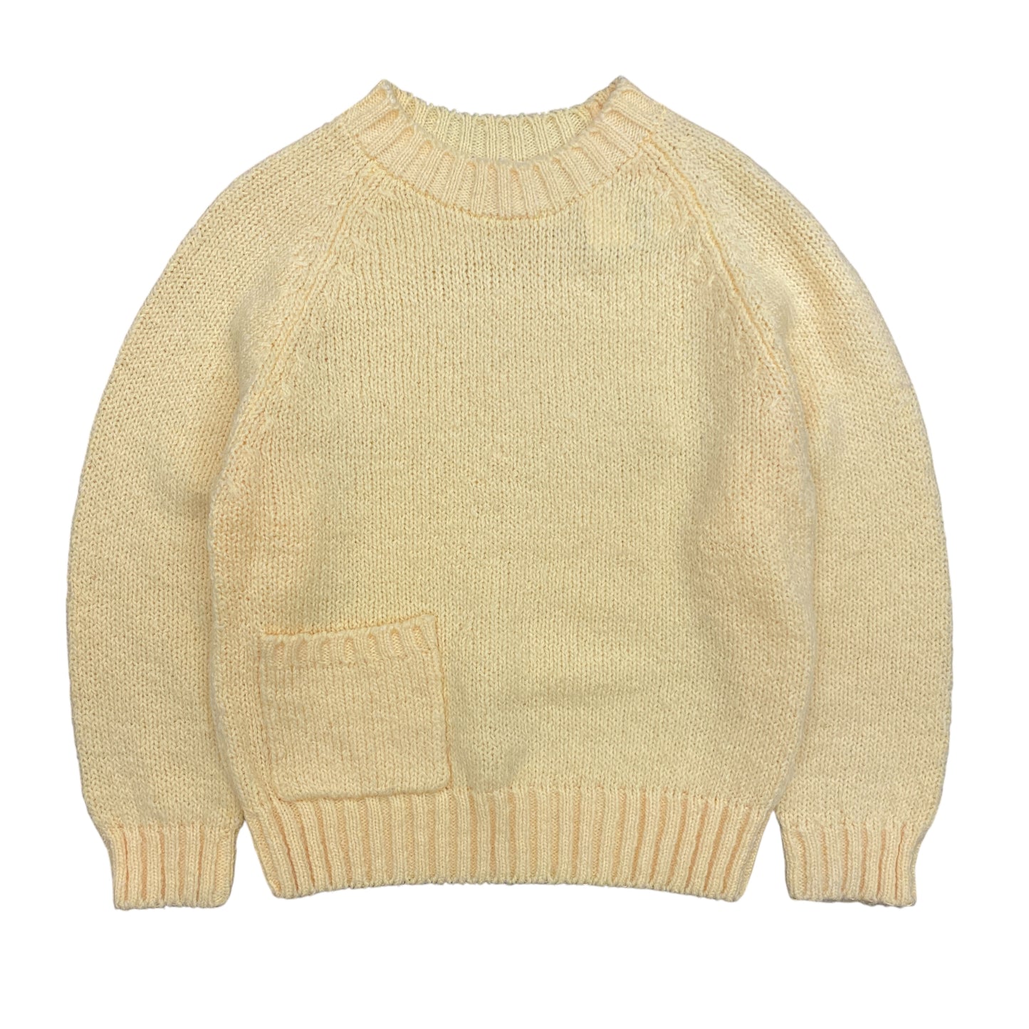 Vintage 1980s Light Yellow Chunky Knit Sweater - Size M/L