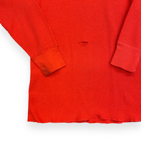 Vintage 1990s Red Waffle Knit Thermal Long Sleeve - Size Medium