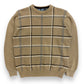 Oscar De La Renta Tan Window Pane Sweater - Size Large