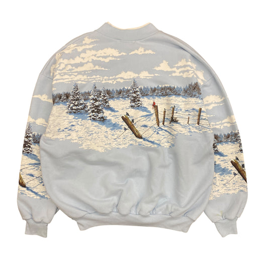 Vintage 1990s All Over Print Winter Scene Sweatshirt - Size XL