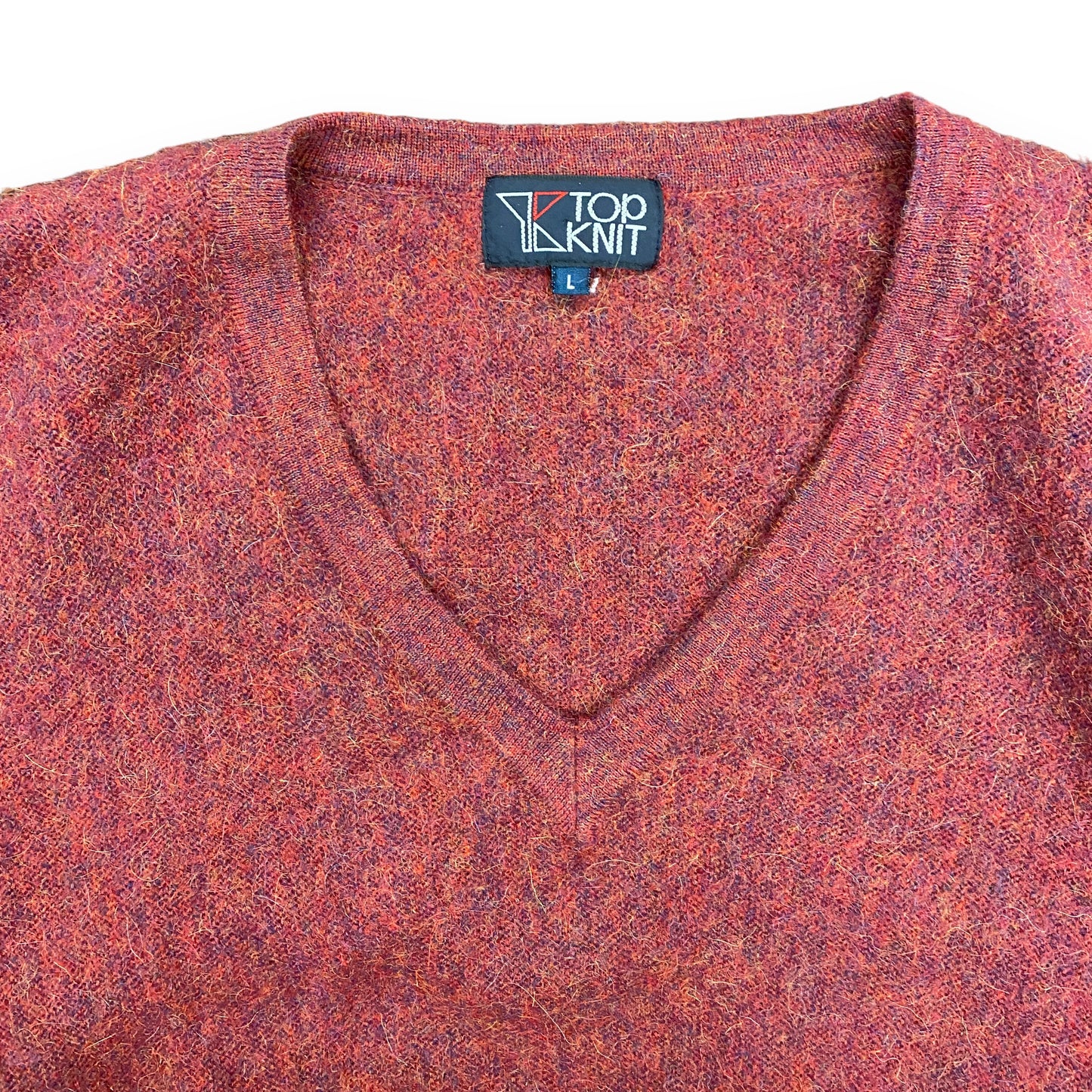 Vintage 1980s Top Knit Alpaca Wool V-Neck Sweater - Size Large