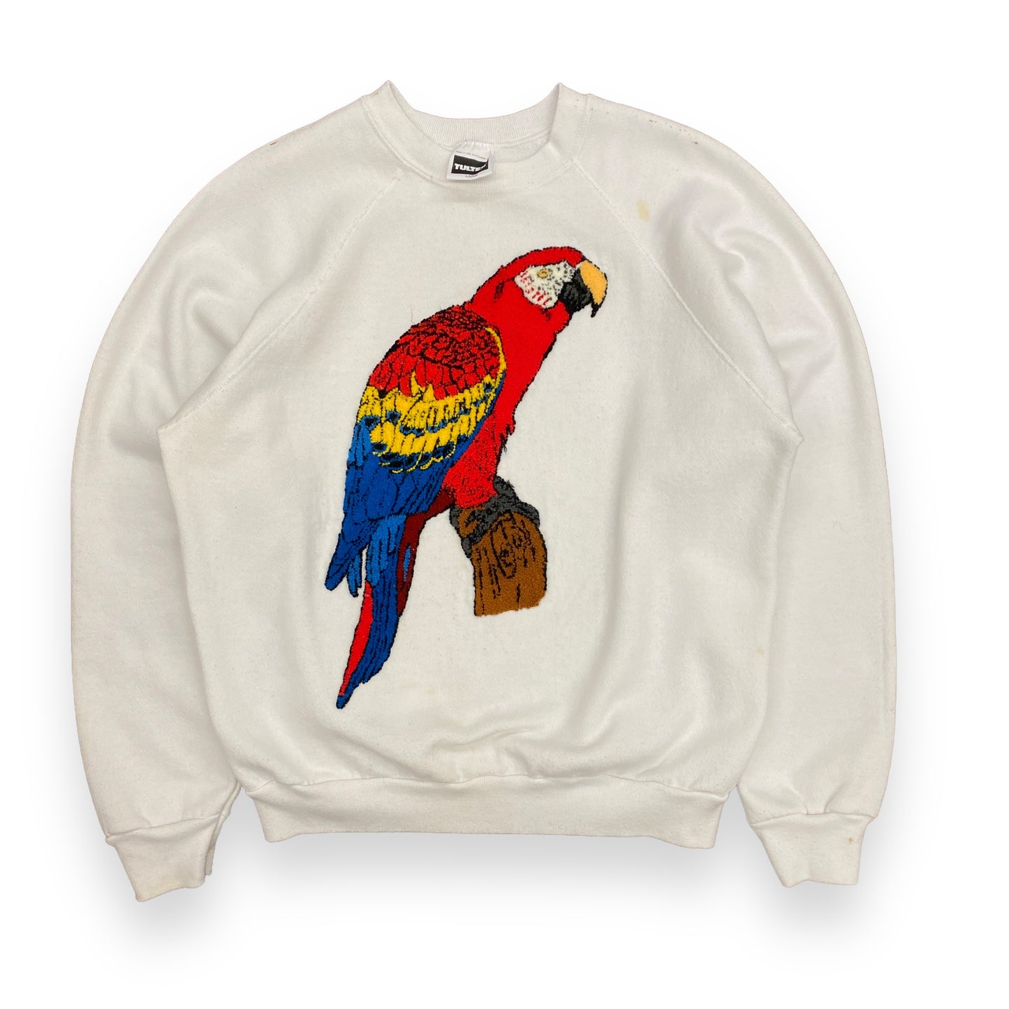 Vintage 1980s Chain Stitched Parrot Raglan Sweatshirt - Size Large