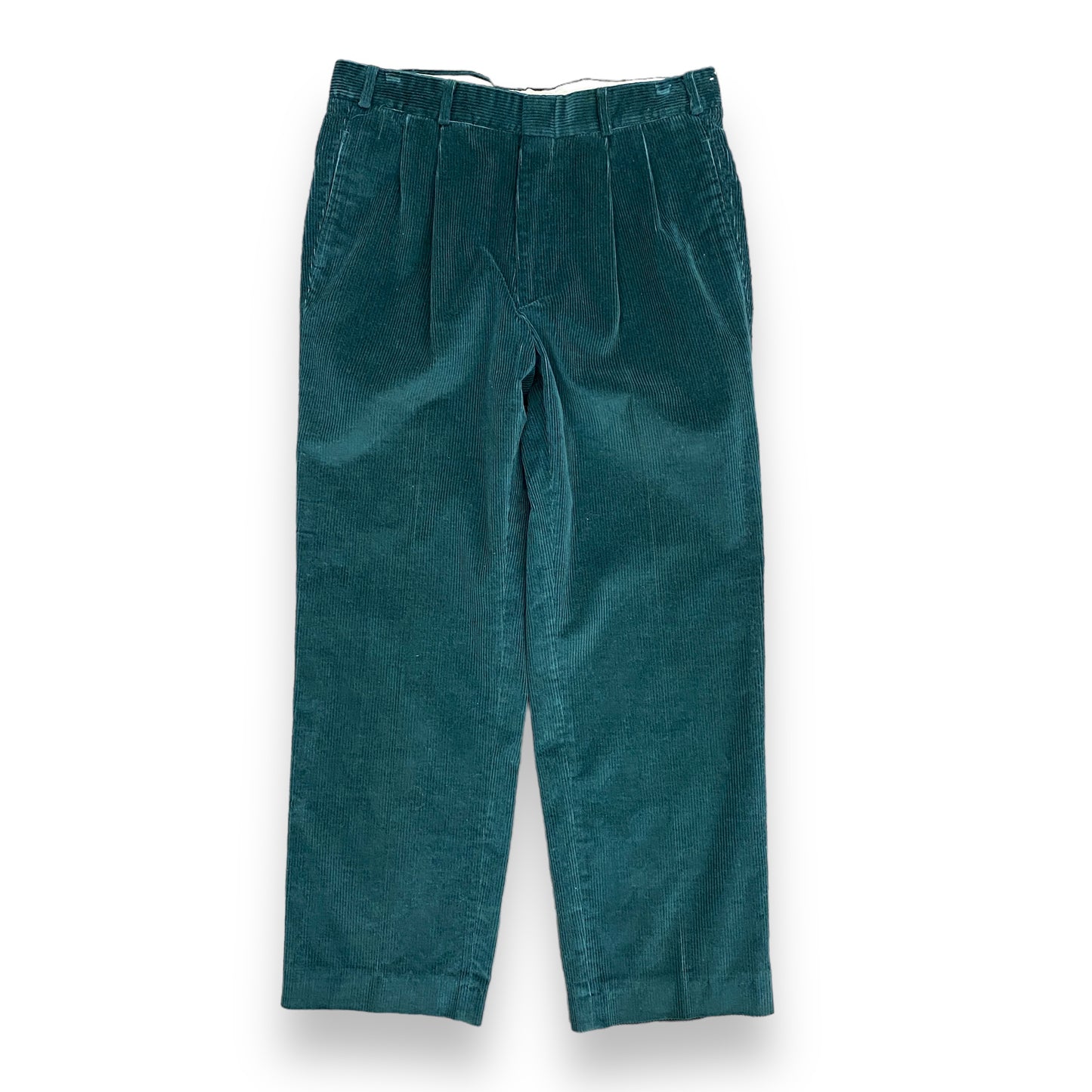 Vintage 90s Forest Green Pleated Corduroy Pants - 34"x28"