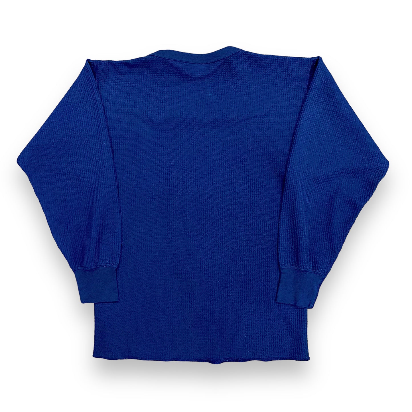 1990s Navy Blue Waffle Knit Thermal Shirt - Size Large