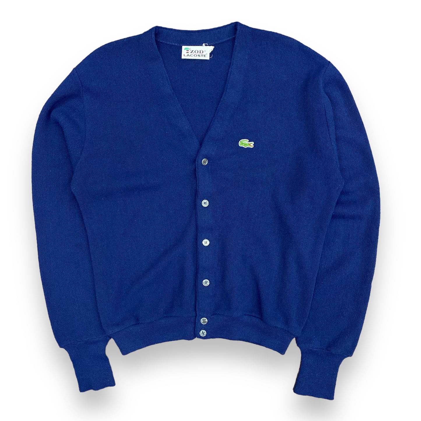 Vintage 1960s Izod Lacoste Navy Blue Cardigan Sweater- Size Large