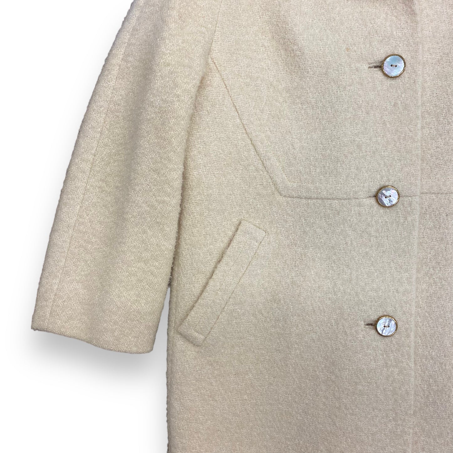 1970s The Addis Co. Syracuse White Wool Overcoat - Size Small