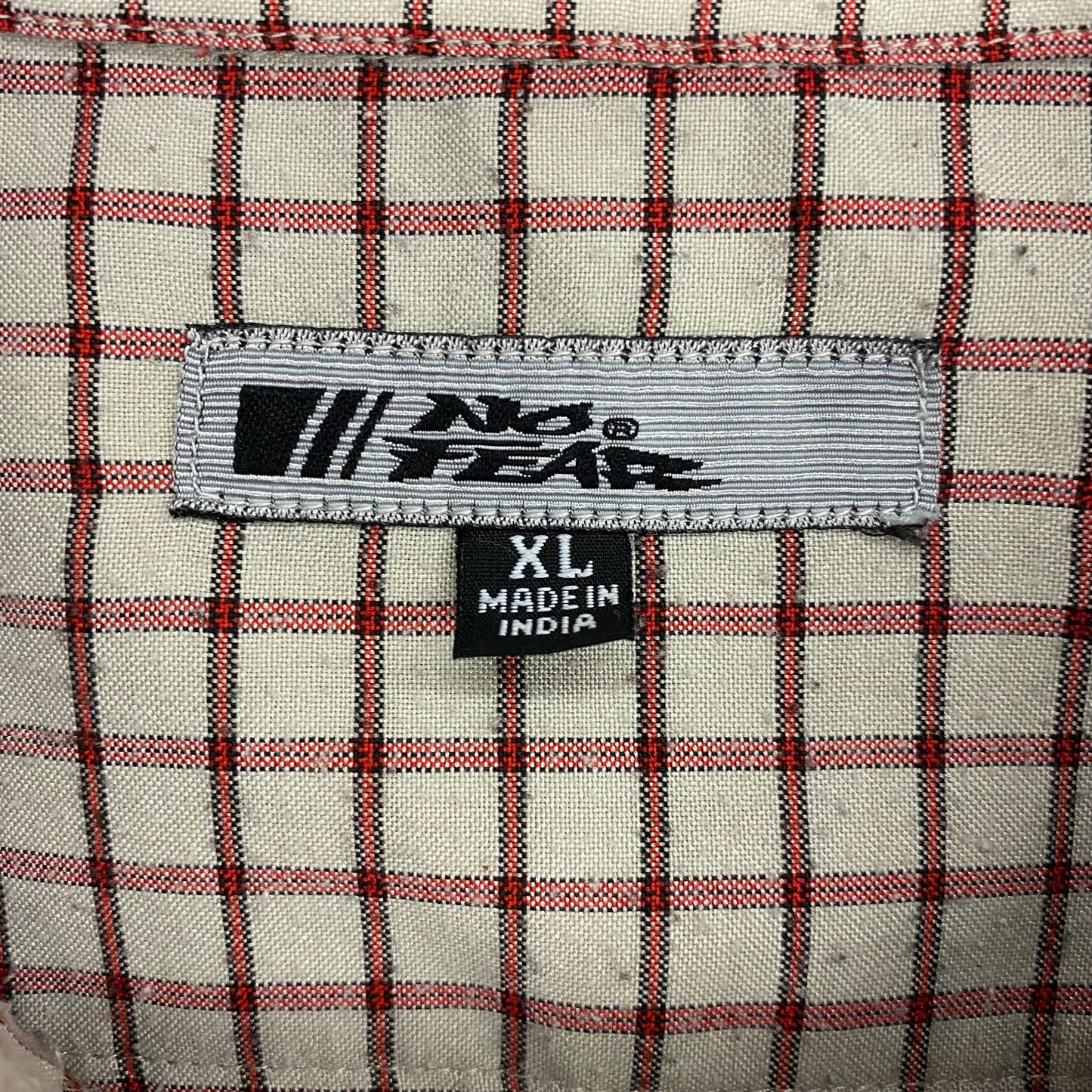 Y2K No Fear Red & Gray Button Up - Size XL