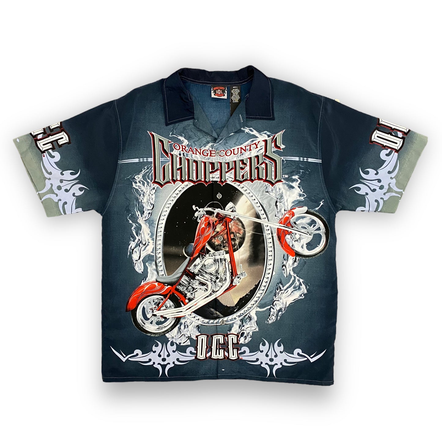 2004 Orange County Choppers AOP Button Up - Size Large