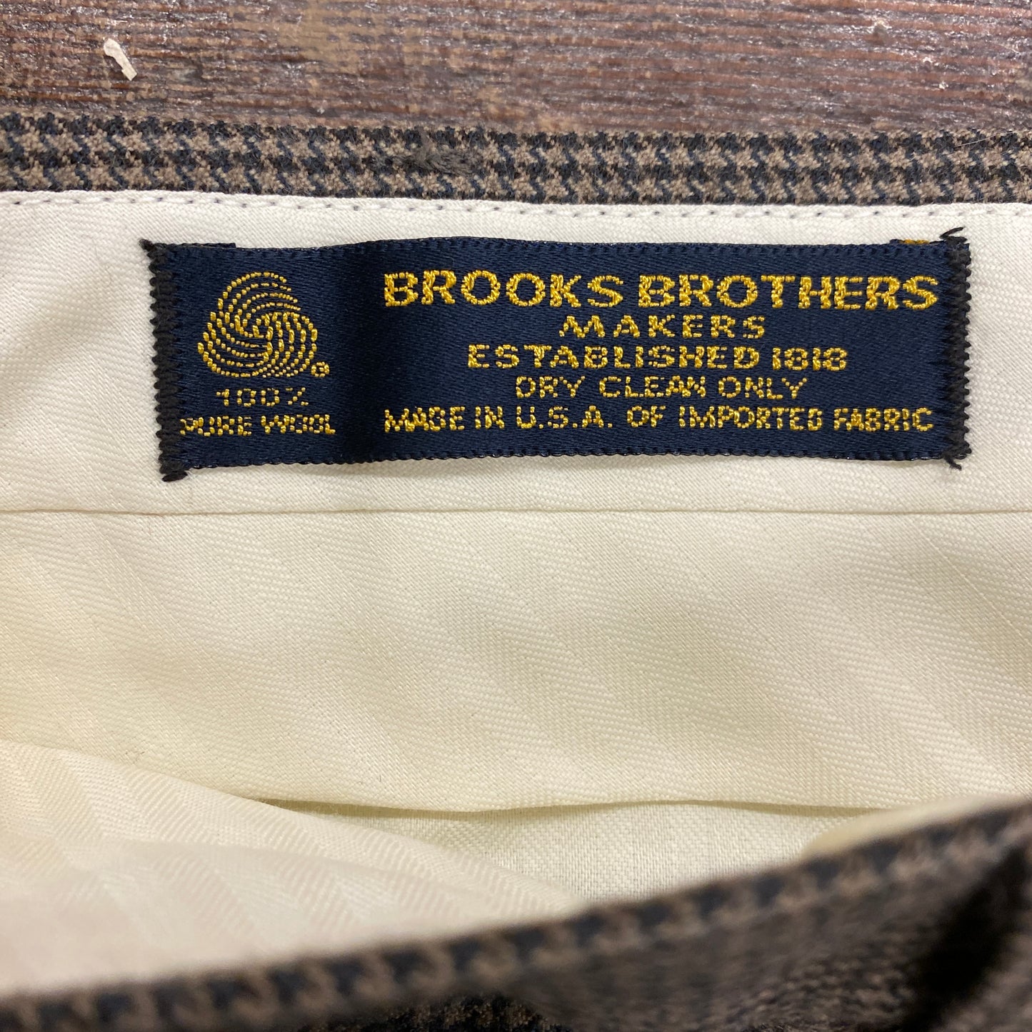 1980s Brooks Brothers Pleated Wool Houndstooth Pants - 36"x28"