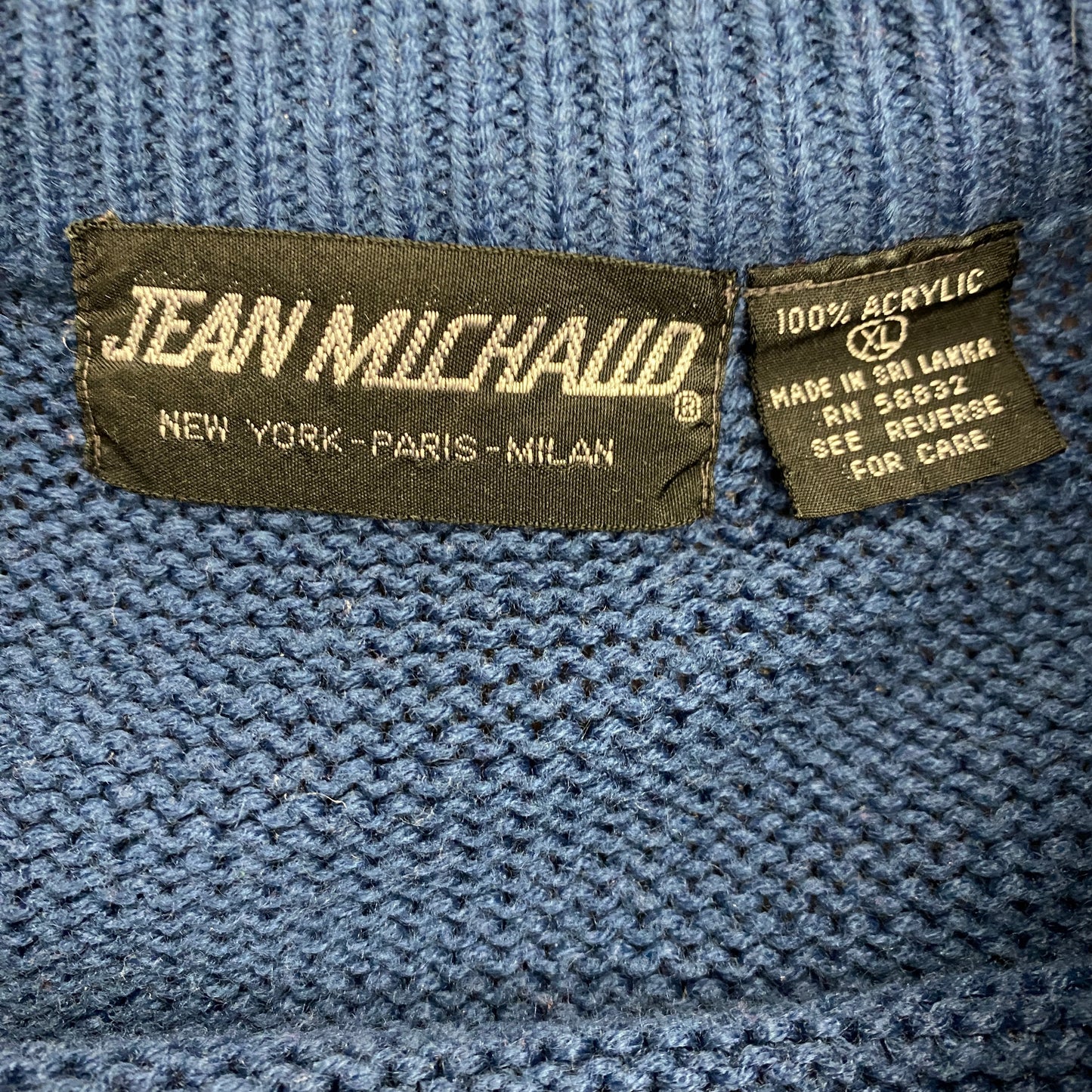 90s Jean Michaud Blue Striped Sweater - Size XL (Fits Large)