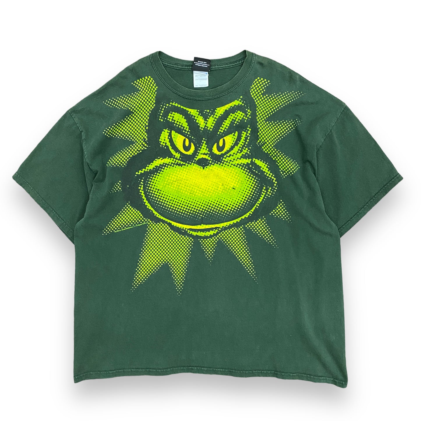 2001 The Grinch Big Face Green Tee - Size XXL (Fits boxy XL)