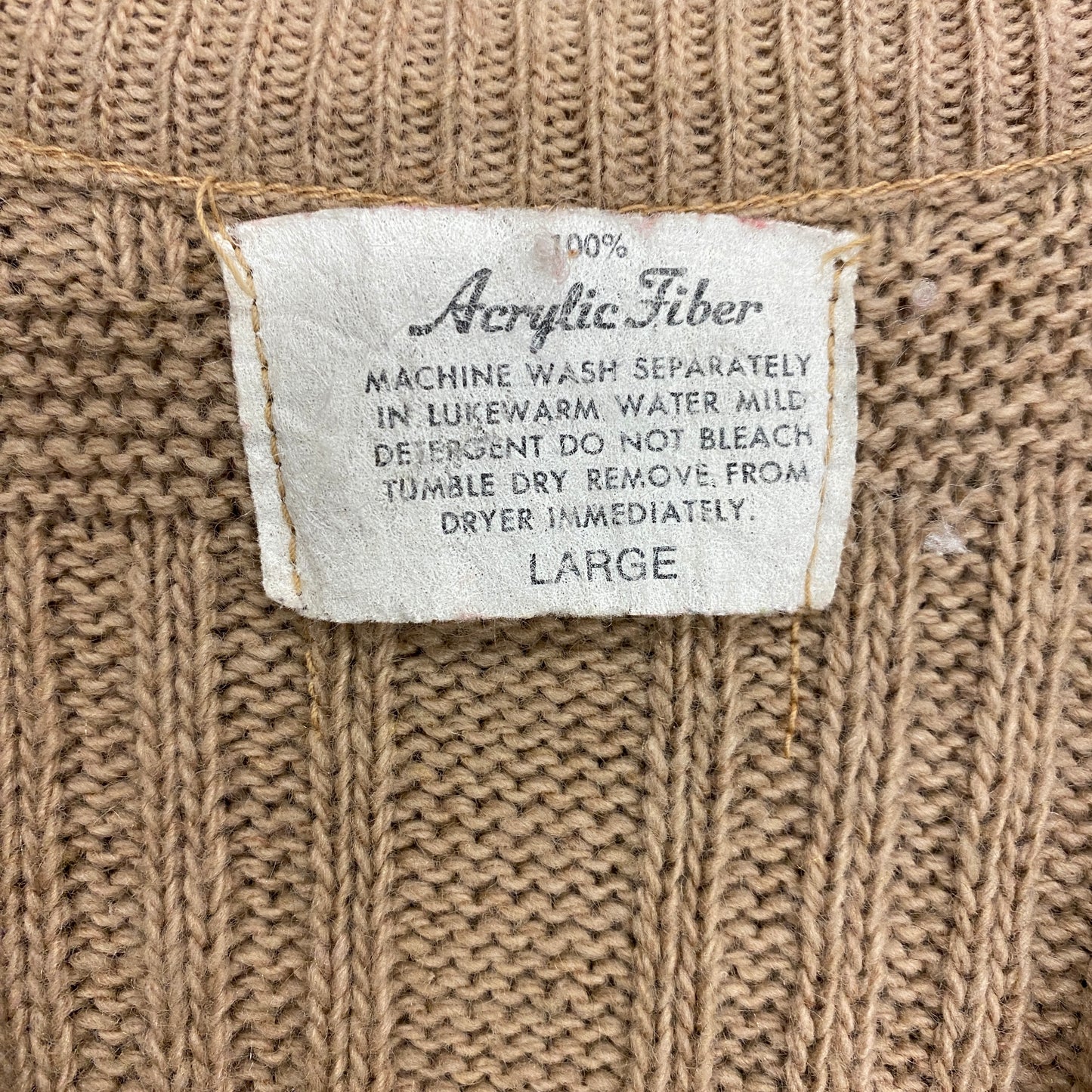 80s Tan Knit Sweater Vest - Size Large (Fits Med.)