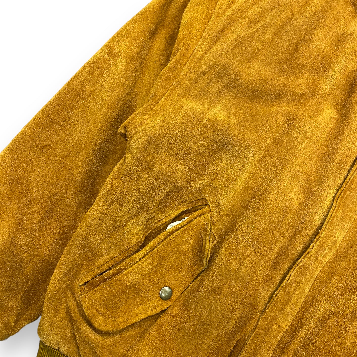 Vintage Shaggy Carmel Suede Bomber Jacket - Size Medium