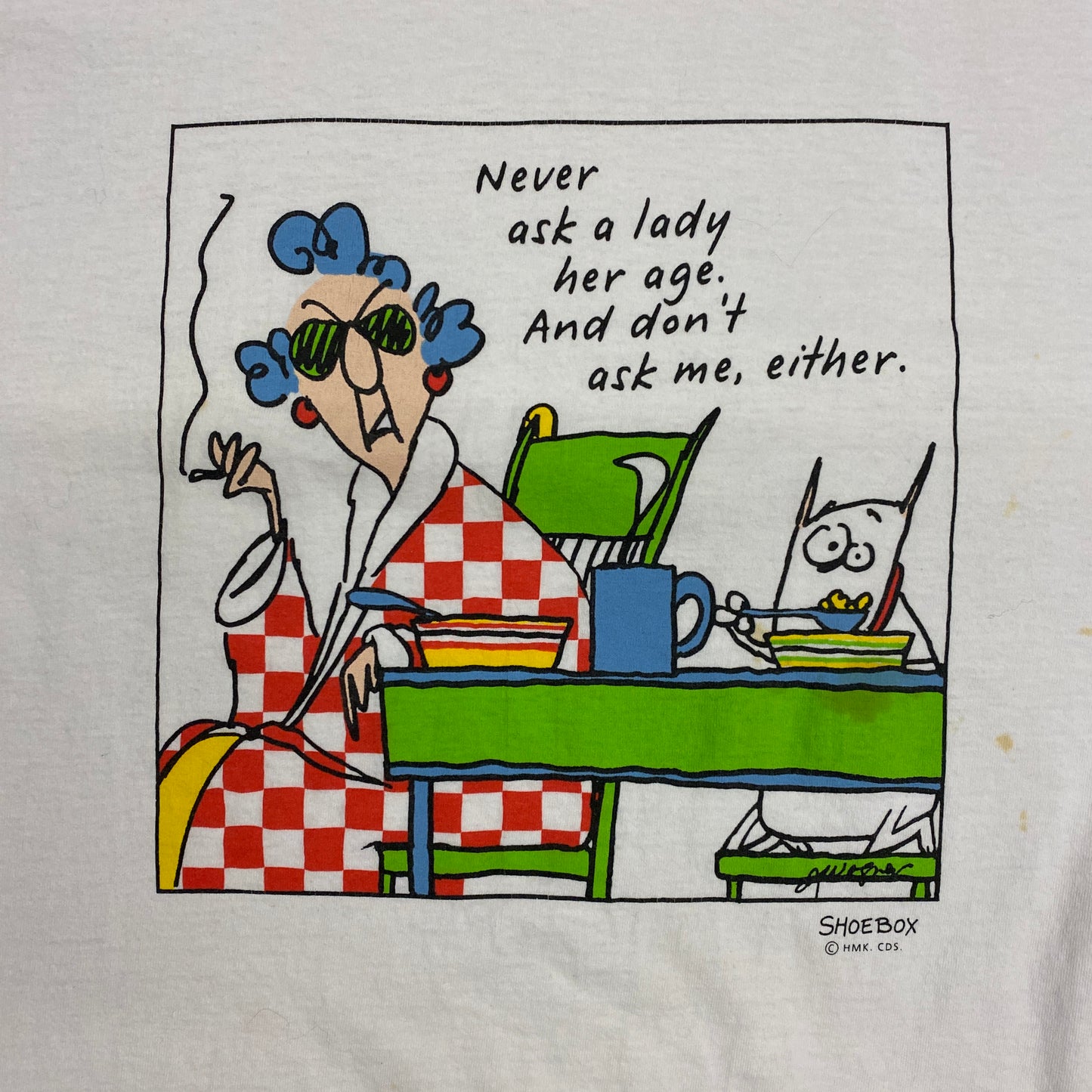 Vintage 1990s Maxine & Floyd "Never Ask a Lady Her Age" Tee - Size XL