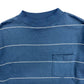 1980s Navy Blue Striped Mock Neck Long Sleeve - Size Large