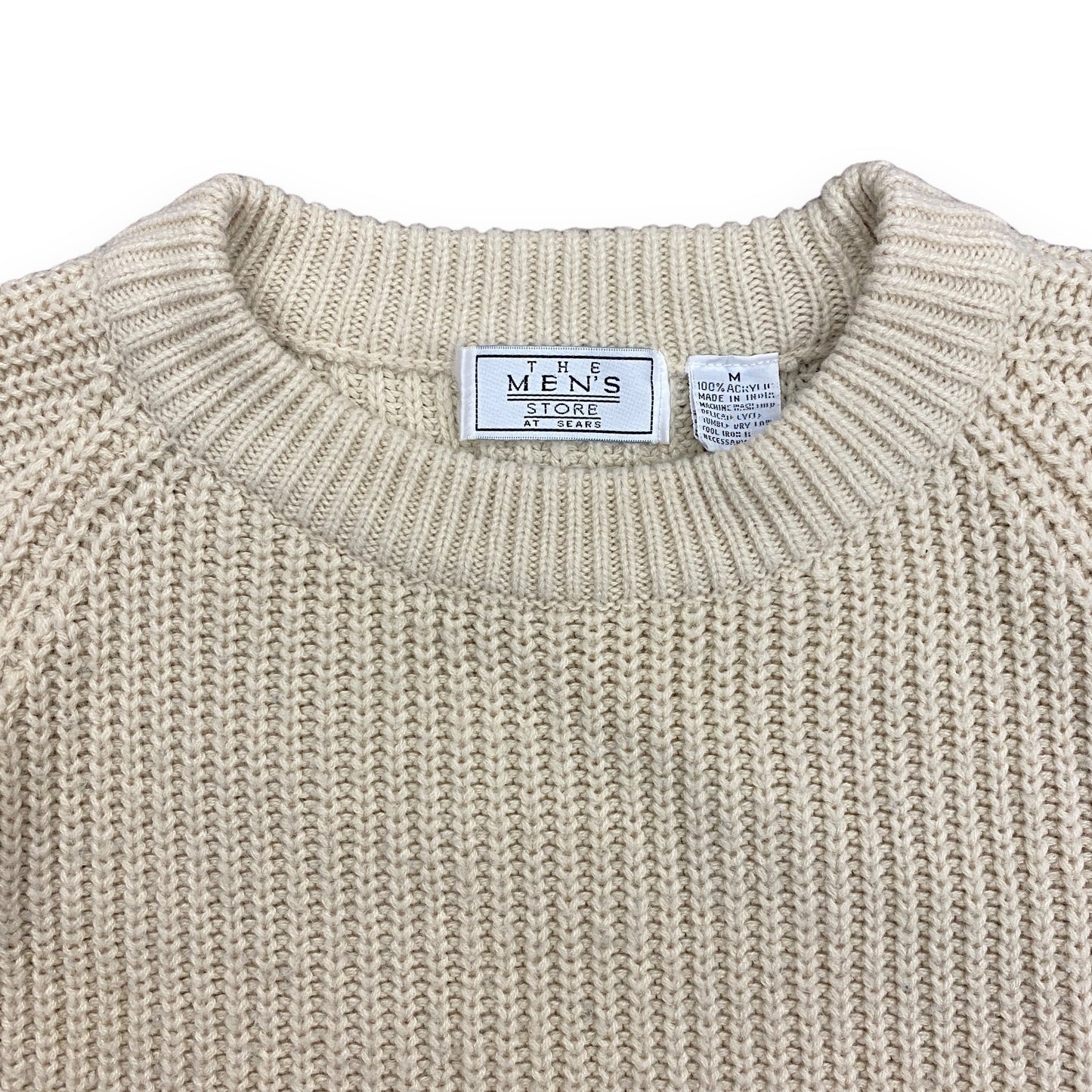 90s The Men's Store at Sears Cream Knit Sweater - Size Medium