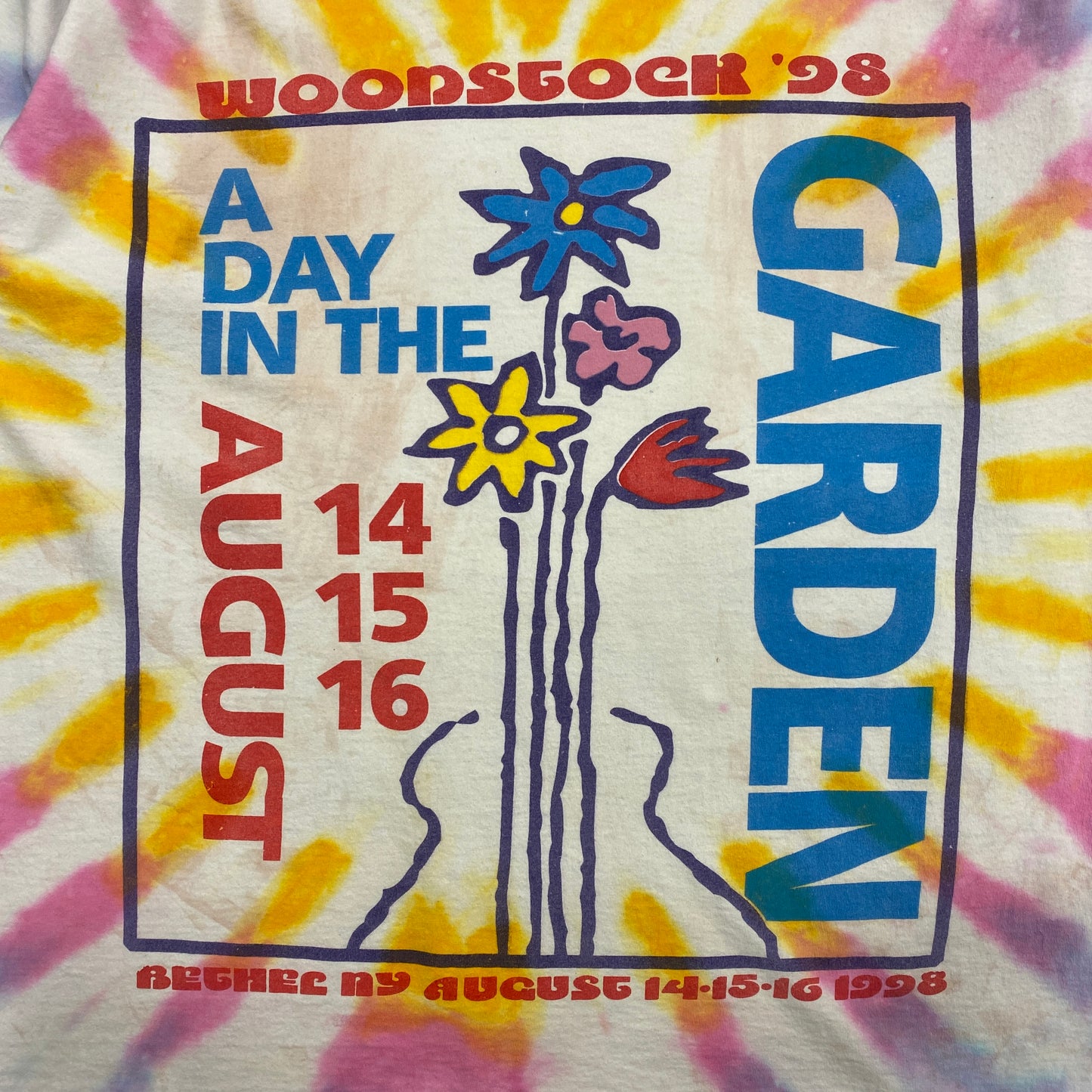 Woodstock '98 "A Day in the Garden" Dark Tie Dye Tee - Size Large