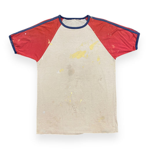 Vintage 1970s Thrashed Ringer Raglan Tee - Size Medium