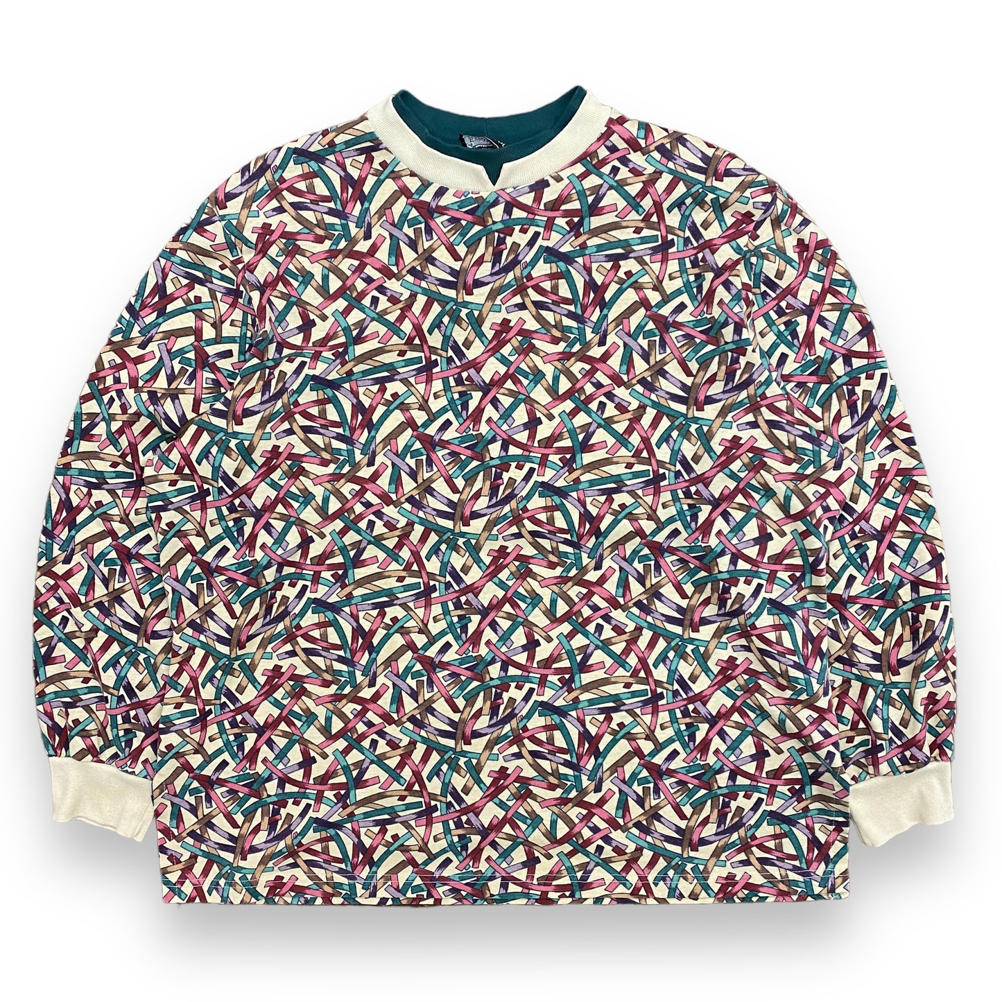 90s All-Over-Print "Confetti" Long Sleeve - Size Large