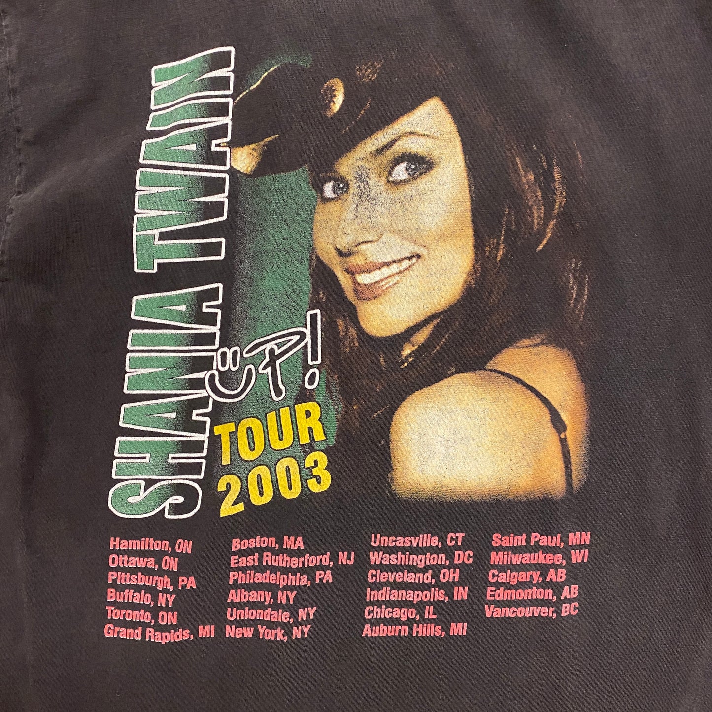 2003 Shania Twain "Up Tour" Faded Black Concert Tee - Size Medium