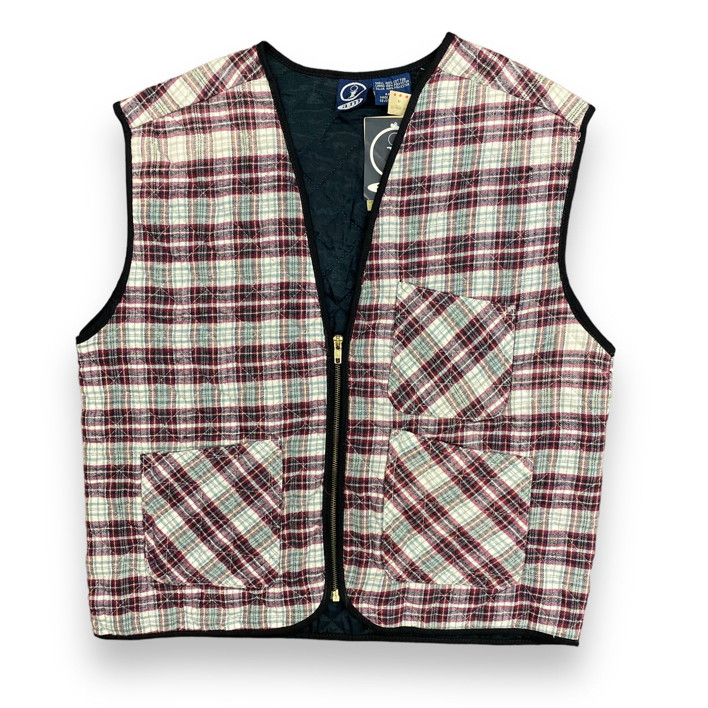 NWT Vintage 1990s Quilted Plaid Vest - Size Large