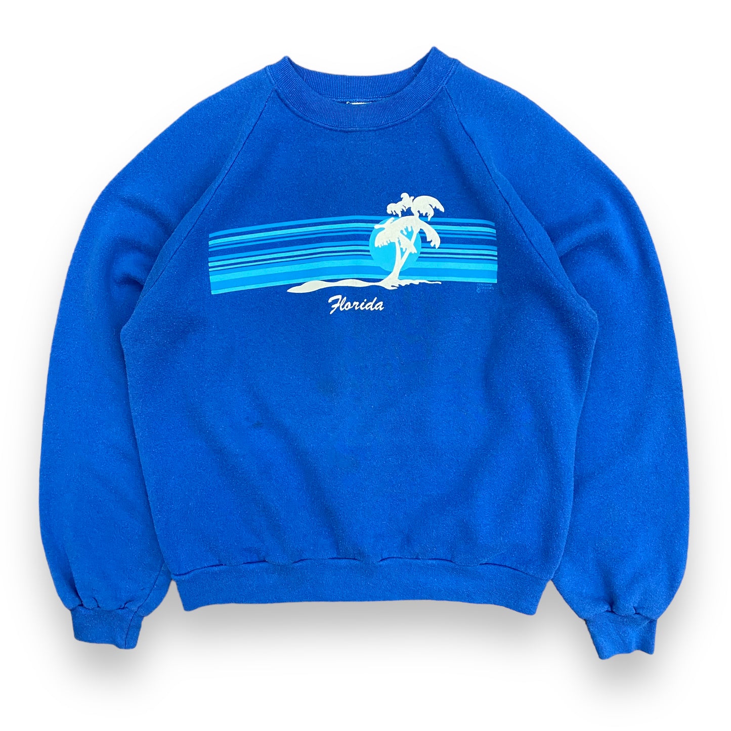 1980s "Florida" Blue Raglan Sweatshirt - Size Large