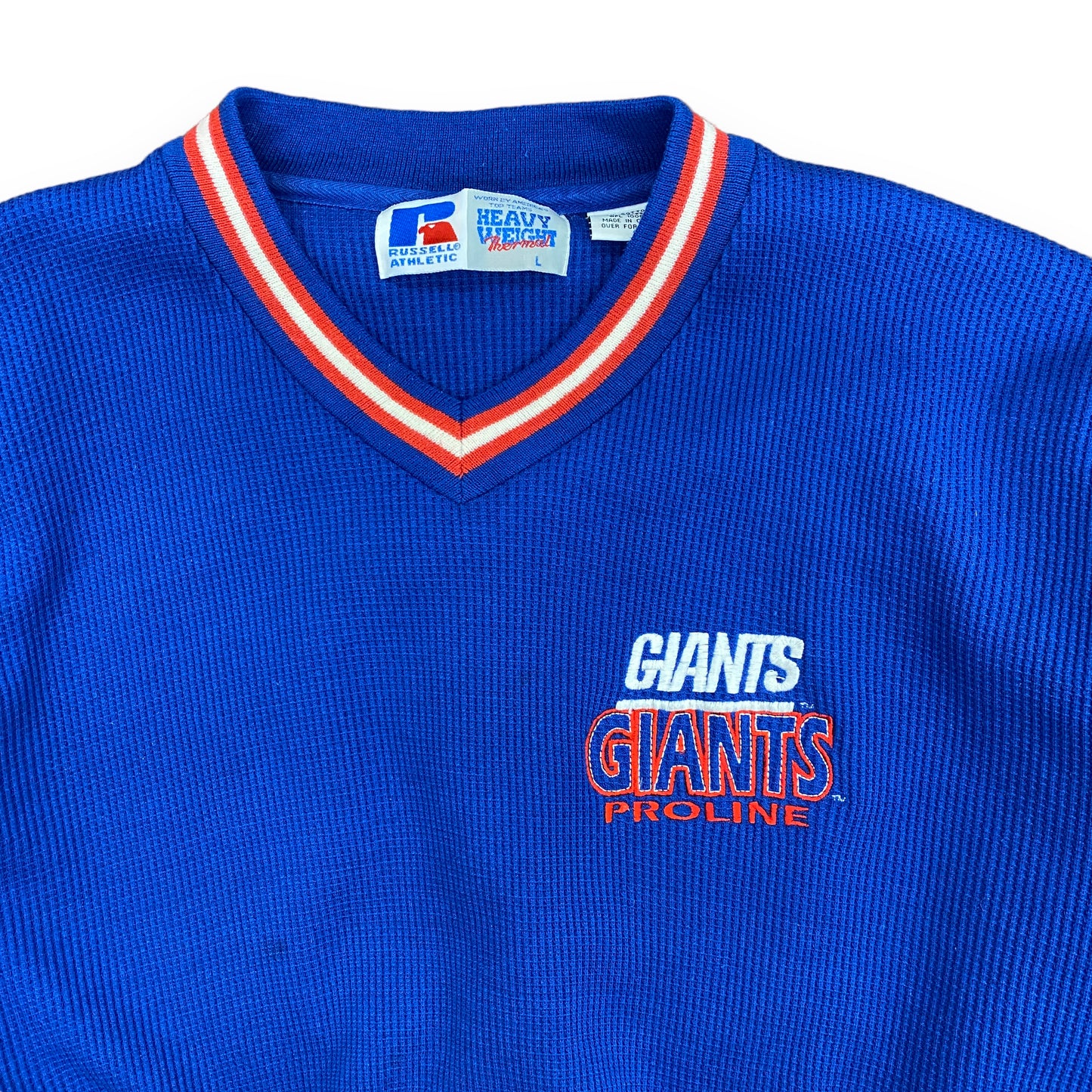 Vintage 90s New York Giants Lined Waffle Knit Pullover - Size Large