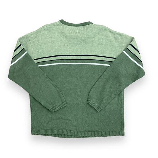 Vintage Michael Gerald V-Neck Green Knit Sweater - Size Large